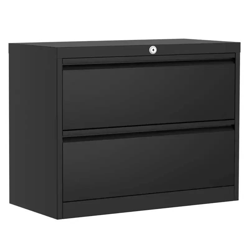 TROPOW 39.4x19.7x8.1 2-Drawer Lateral File Cabinet - Black Heavy-Duty Metal Storage with Lock for Letter/Legal Documents (Home/Office Use)