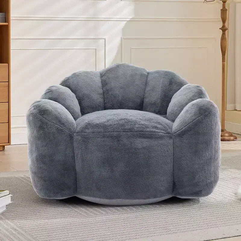 Modern Bean Bag Accent Chair Barrel Chairs with Memory Foam, Small Leisure Chair Single Sofa for Living Room, Office, Apartment