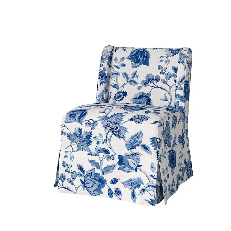 Falk Upholstered Farmhouse Armless Chair with Slipcover and Solid Wood Legs by HULALA HOME
