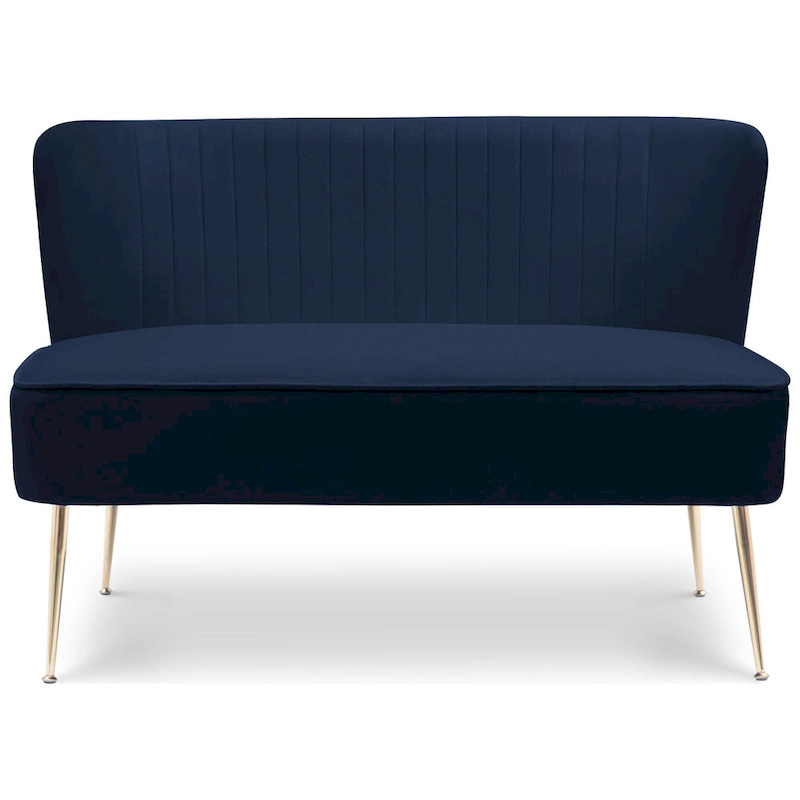 Farrah Upholstered Velvet Polyester 46 Wide Loveseat - Armless/ Scalloped Back