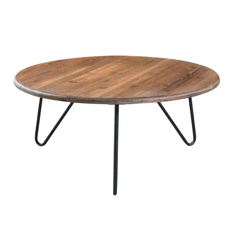Bryant Round Coffee Table Aged Pine - Serta: Modern Farmhouse Design, Hairpin Legs, Low Profile