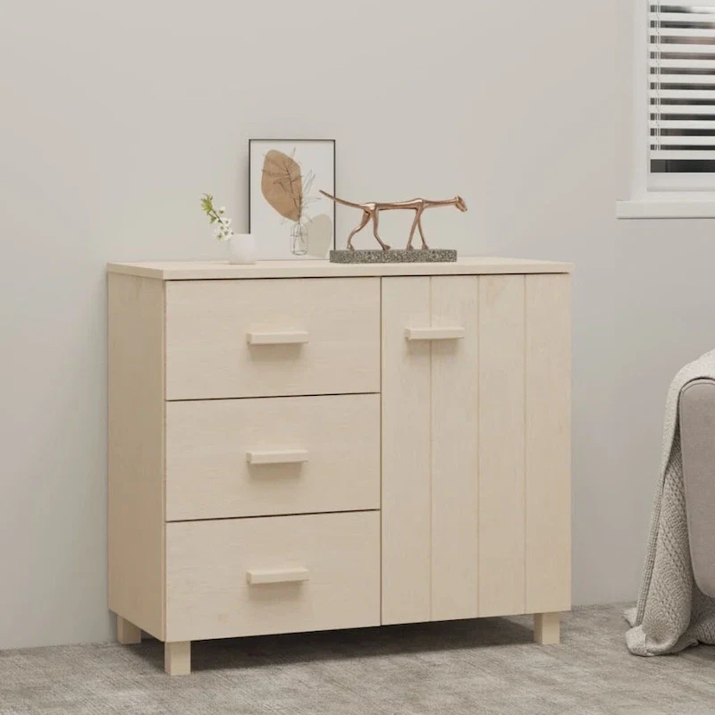 Sideboard Buffet Cabinet with Storage – Solid Pinewood, 35.4