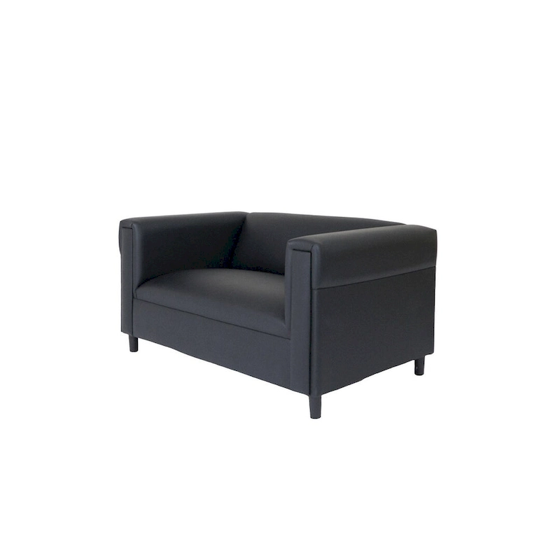 Coast to Coast Sofas Mid Century Modern Loveseat Sofa Faux Leather Solid Wood Frame Upholstered