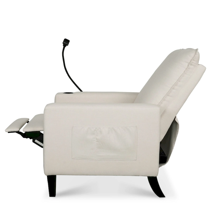 Modern Fabric Manual Recliner with Phone Holder, Cup Holder, Footrest