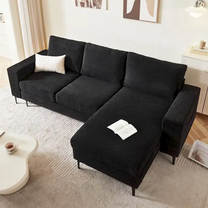HOOOWOOO L-Shaped Upholstered Sofa Couch with Metal Legs