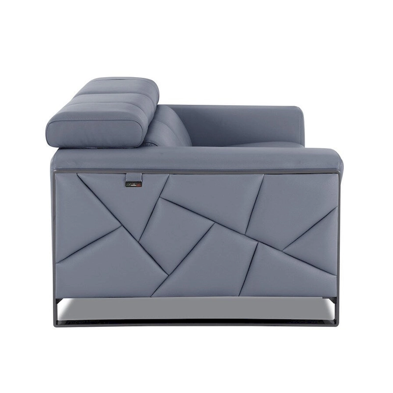 HomeRoots 75 Light Blue And Black Italian Leather Loveseat