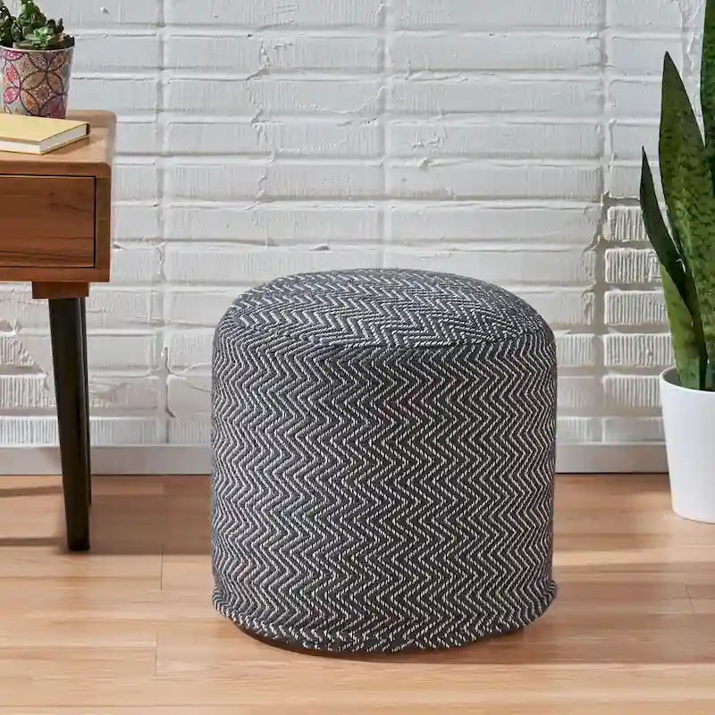 Barthol Boho Fabric Cylinder Pouf by Christopher Knight Home