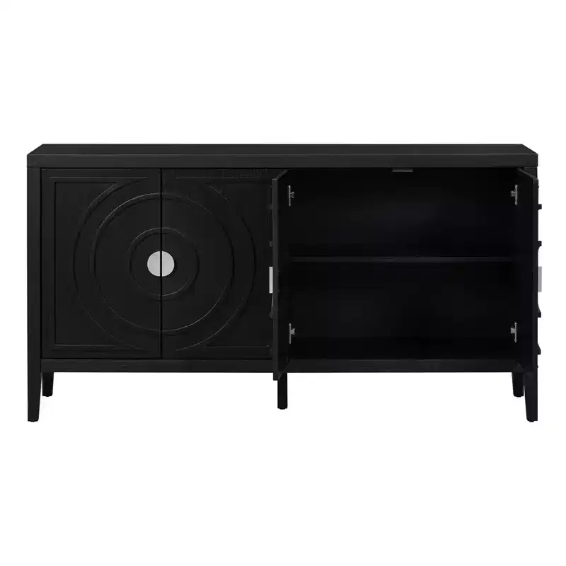 Sideboard Storage Cabinet with Circular Groove Design & Adjustable Shelf