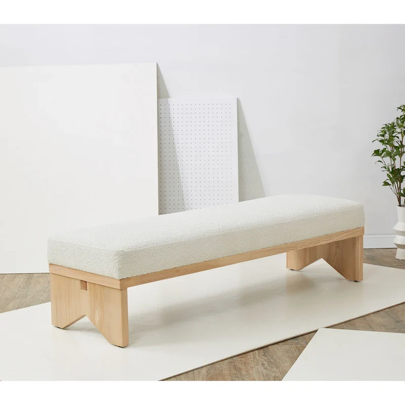 Couture Boris Mid-Century Modern Bench - 62.4 In. W x 19.7 In. D x 16.5 In. H - 62Wx20Dx17H