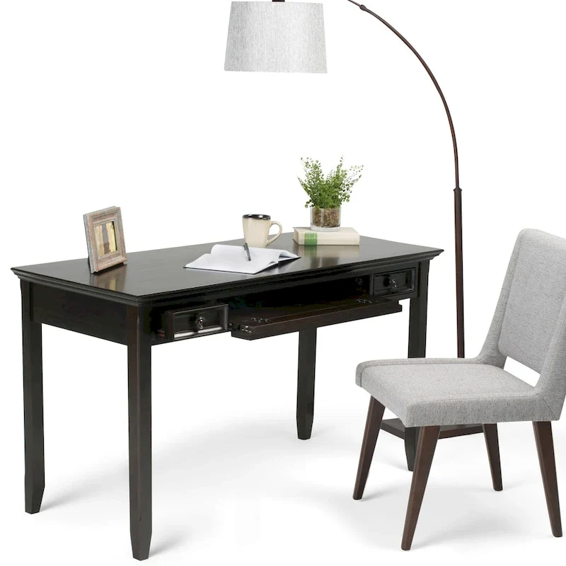 WYNDENHALL Halifax SOLID WOOD Transitional 54 inch Wide Desk in Hickory Brown