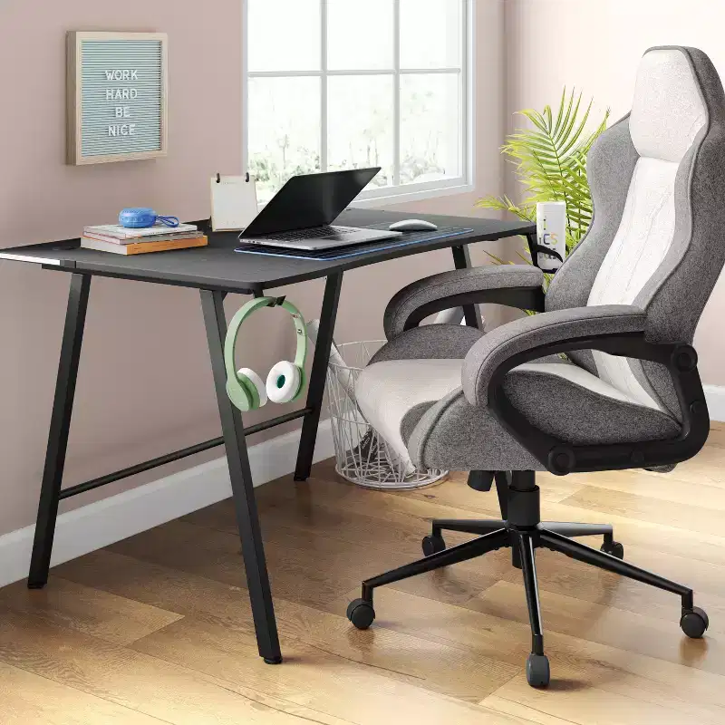 Gaming Desk with LED Lights and Headphone Holder - Room Essentials