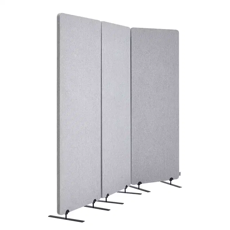 VEVOR 2FT Room Divider, 3 Panel PET Polyester Soundproof Room Screen, Folding Privacy Divider Portable Partition Divider for Room Separation, Grey