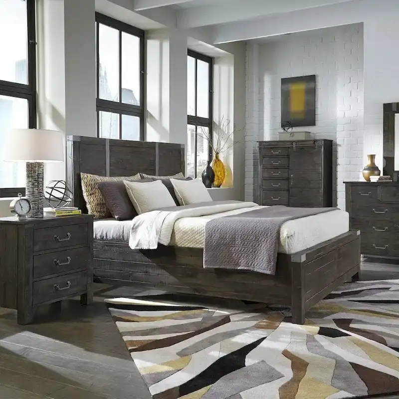 Abington Panel Bed in Weathered Charcoal