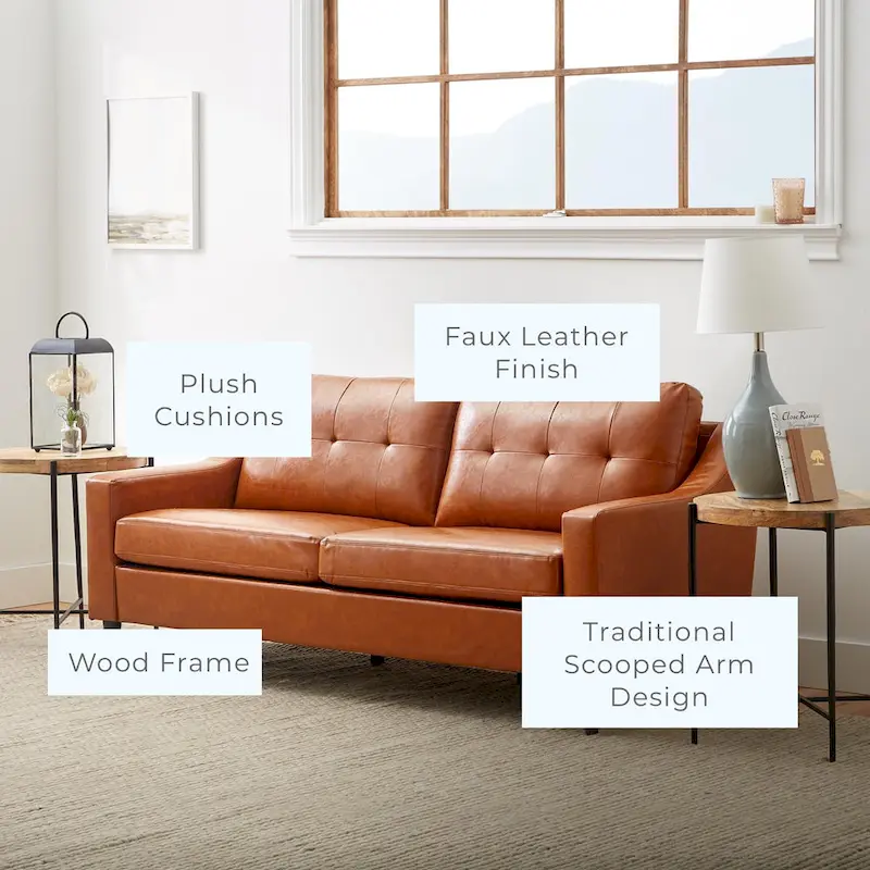 Brookside Ellen 75 Upholstered Scooped Arm Sofa