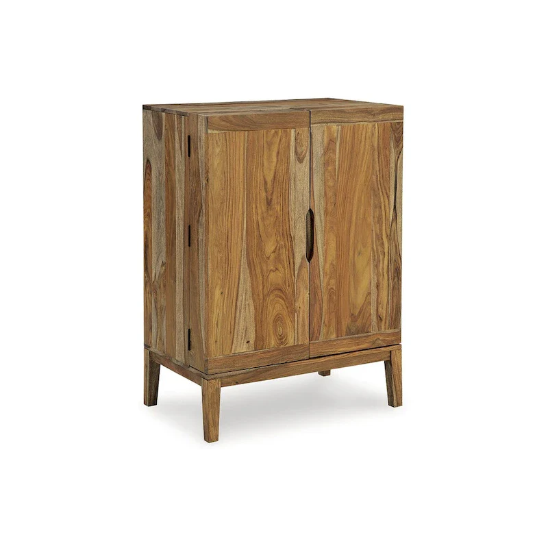 Bar Cabinet with Wine Bottle Storage, 9-Bottle Rack, 12-Glass Holder, Sheesham Wood, 32W x 20D x 45H