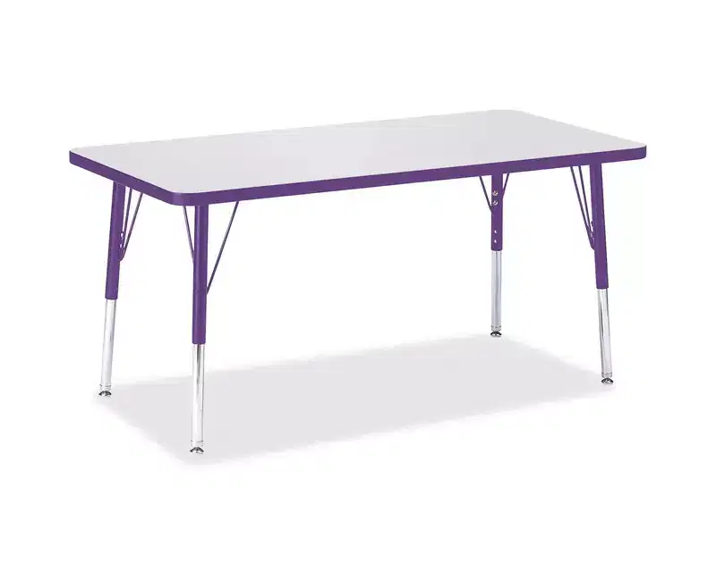 Berries Elementary Height Color Edge Rectangle Table (24 x 48) in Purple