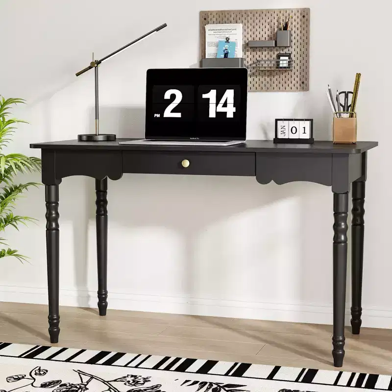 Writing Desk with Unique Drawer Design, Functional Home Office Study Table, Black