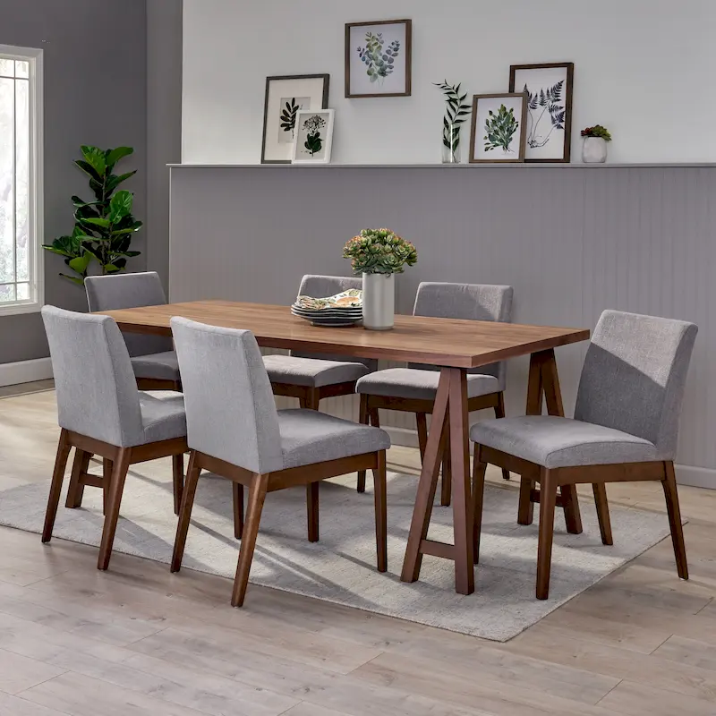 Kwame Mid-Century Modern 7 Piece Dining Set by Christopher Knight Home