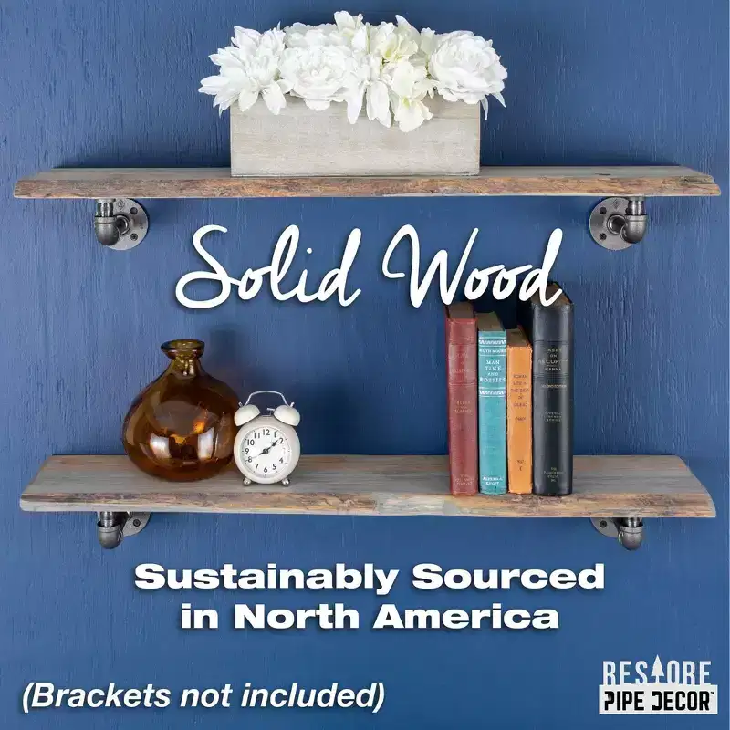 Grey 36 in. Live Edge Wood Shelf (Wood Only) by