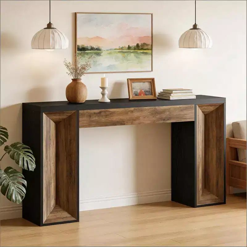 GDFStudio Bennett 63 Dual-Tone Modern Wood Console Table