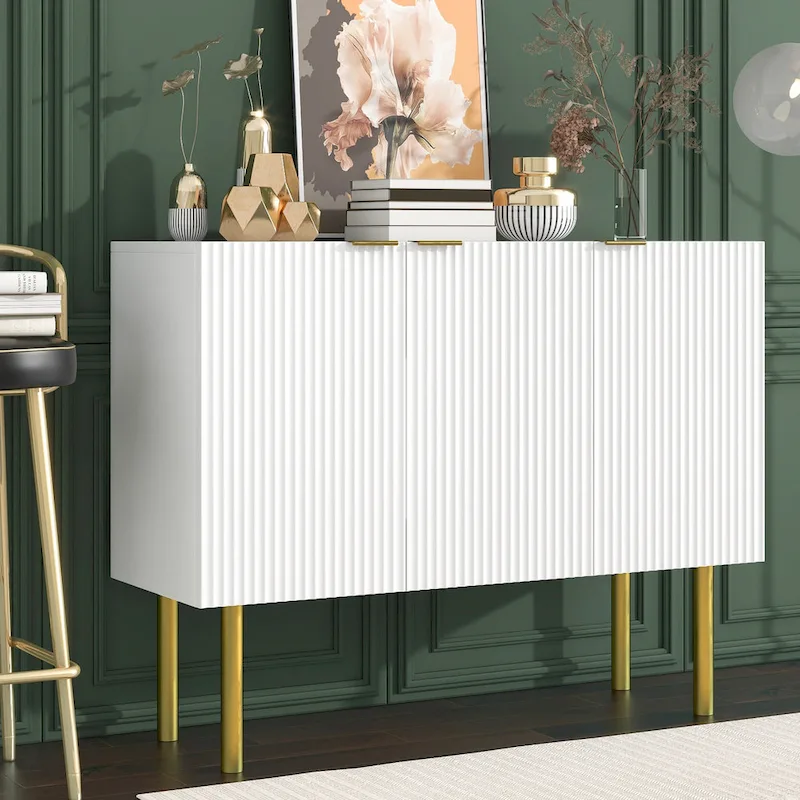 Entryway Sideboard Table Side Table Cabinet with Gold Metal Legs - 47.2L x 16.5W x 36.6H