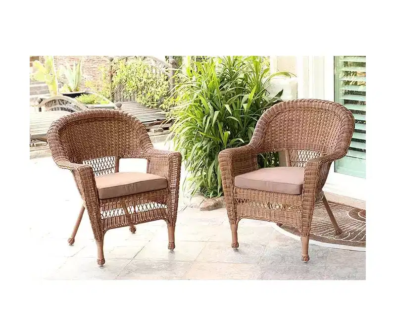 HomeStock Honey Coastal Craftsman Chair Set of 2 with Cushions