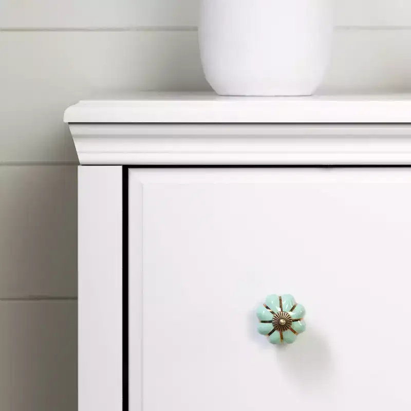 Kids' 3-Drawer Dresser with 2 Wicker Baskets and Ceramic Handles – 32.5