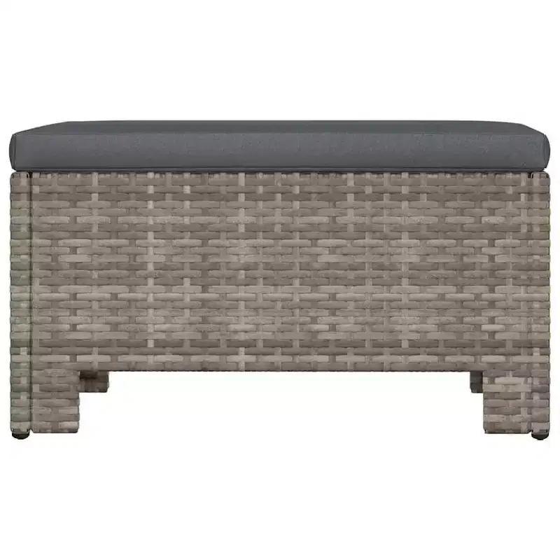 vidaXL Footrest Grey Poly rattan, Powder-Coated Steel