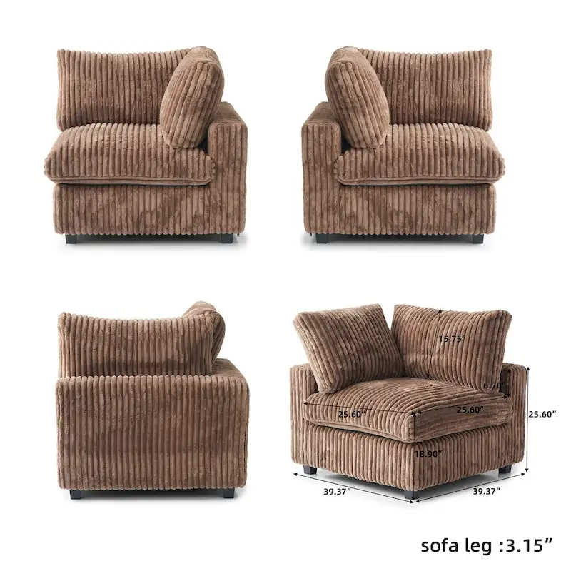 Soft Plush Modular Sectional Sofa Modern Upholstered Living Room Couch
