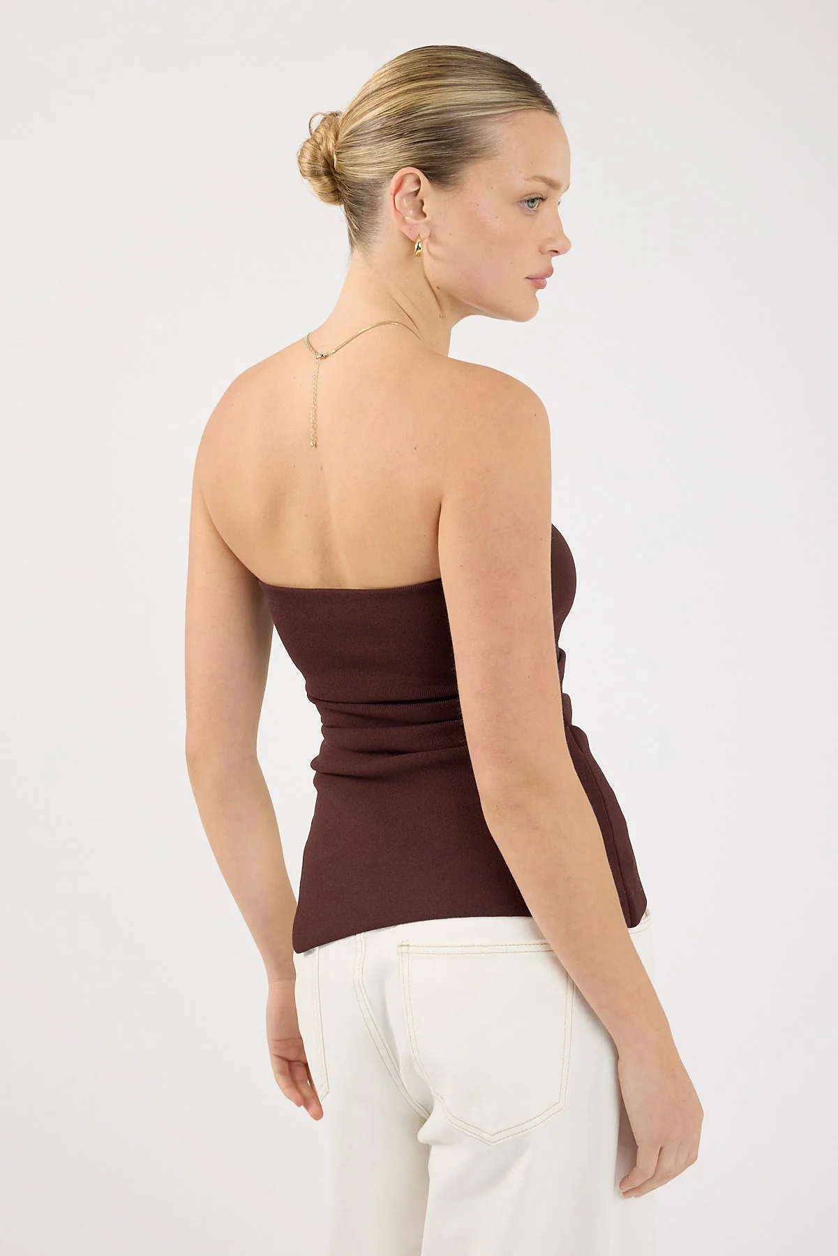 Strapless Knit Top Chocolate Brown