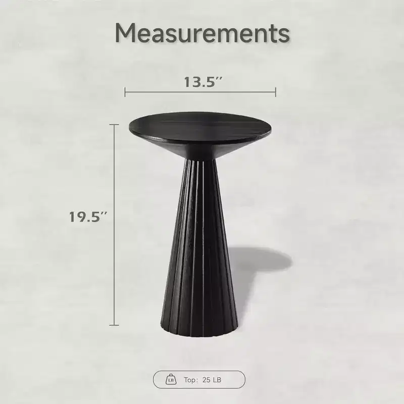 COZAYH Pedestal Small Drink Round Martini Table with Textured Finish and Quick Assembly for Living Rooms or Bedrooms, Holds up to 25 Pounds, Black