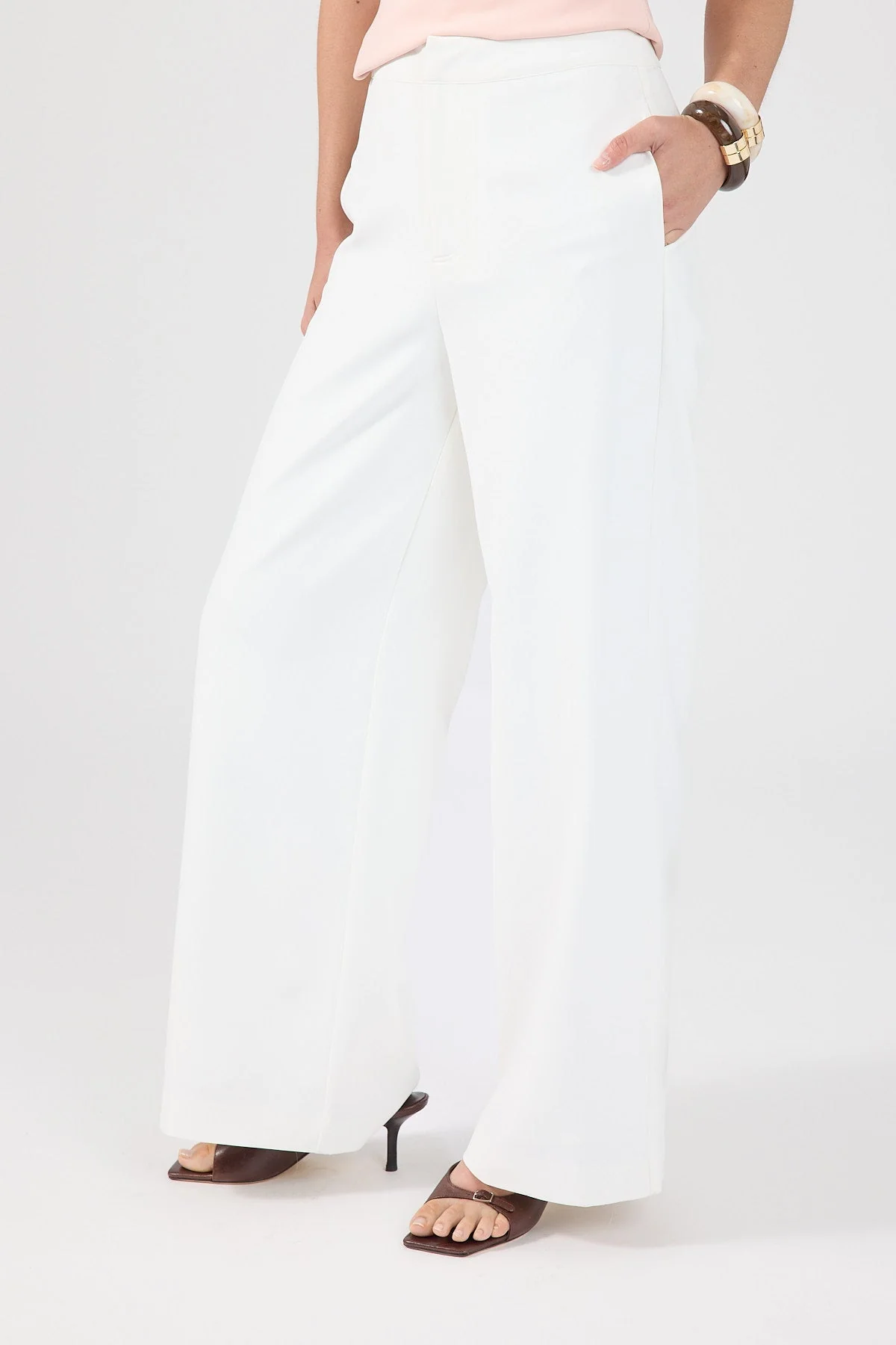 High Rise Suiting Pants White