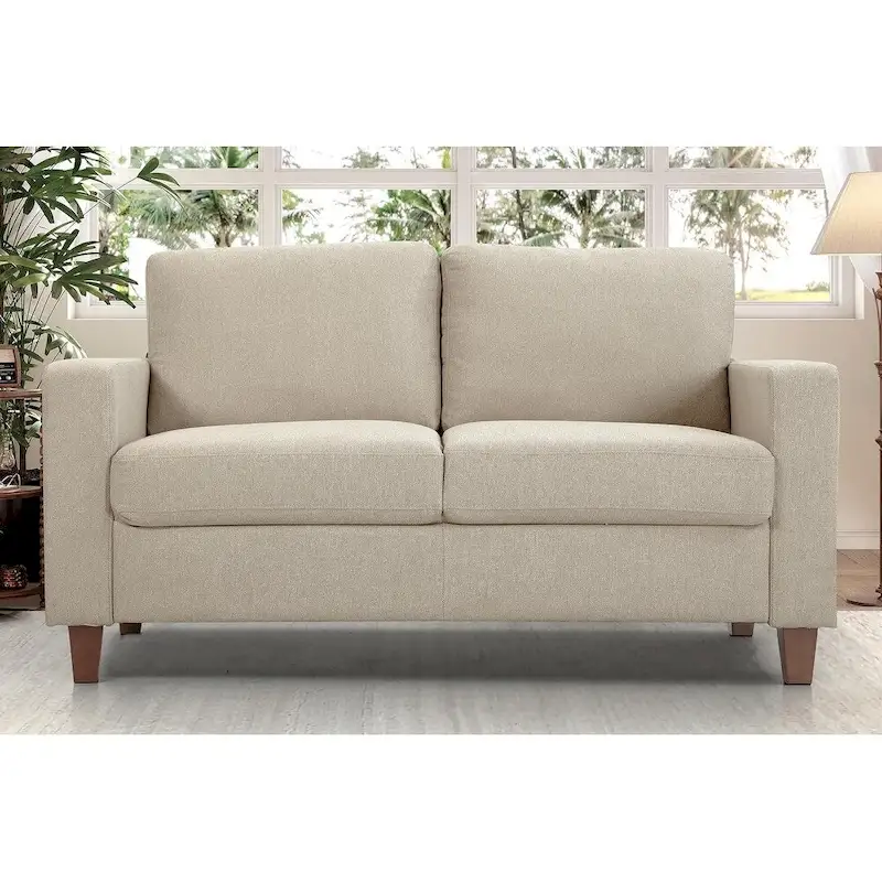 Miles 2 Piece Sofa and Loveseat Sets with Reversible Back Pillows Mid Century Modern Sofa