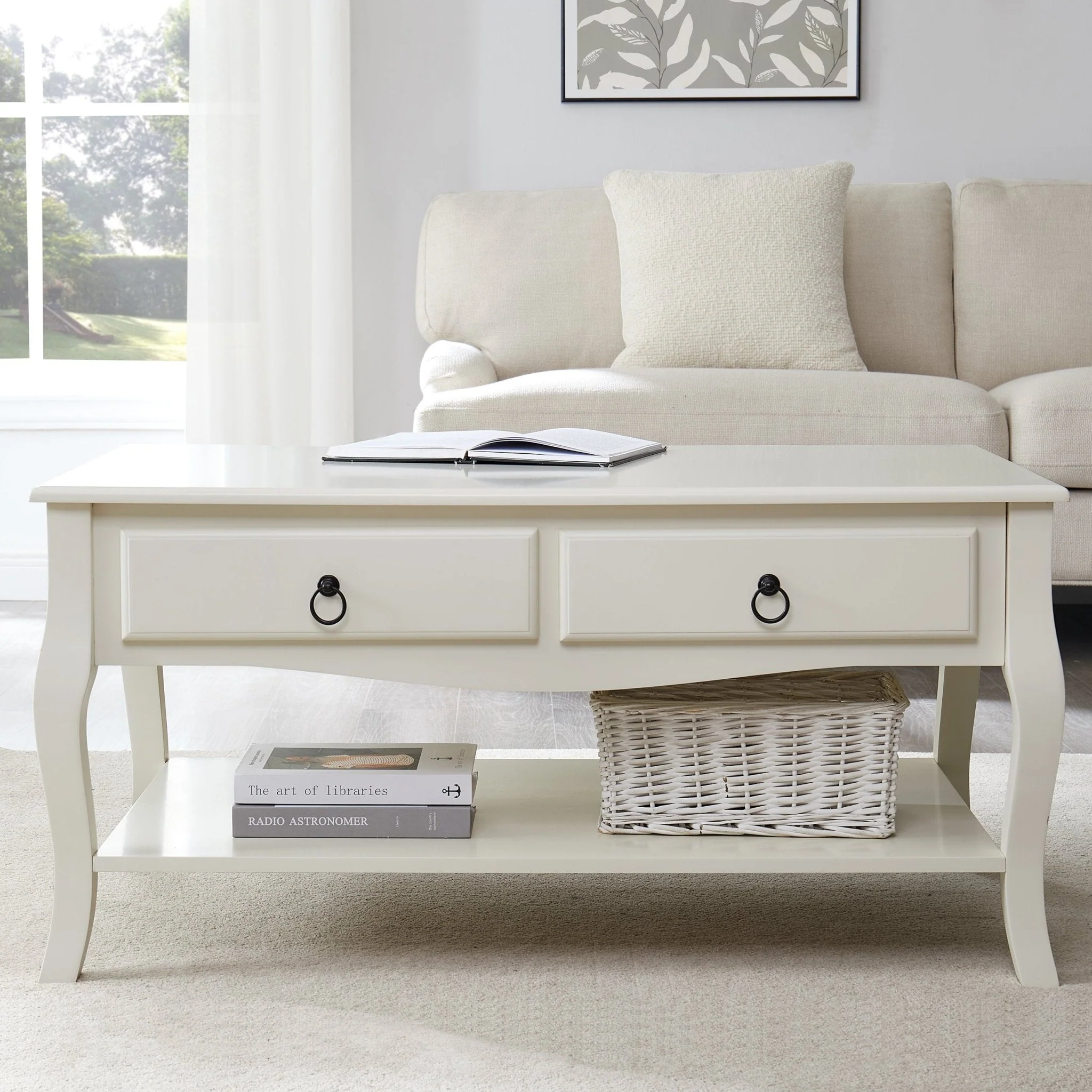 Minimalist Stone Painted Coffee Table with Sleek Design for Living Room