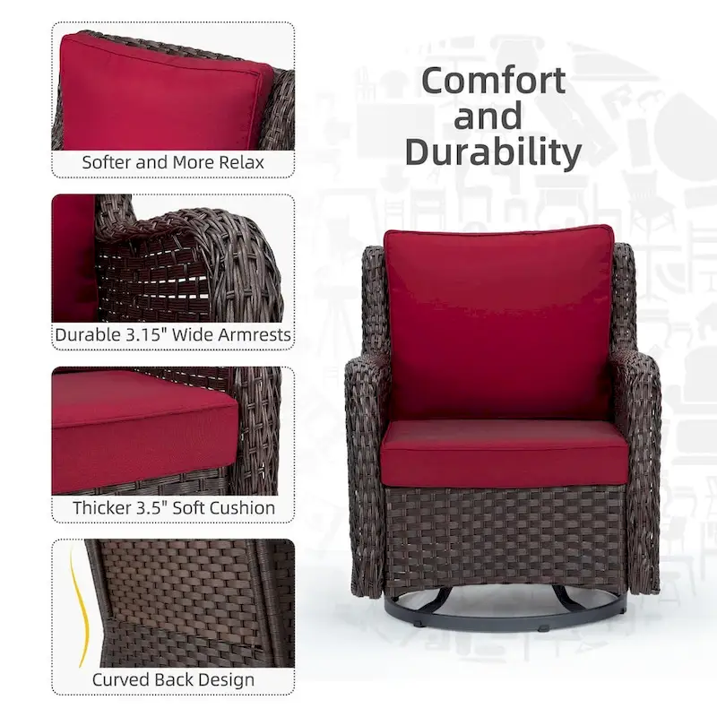3 Pieces Rocking Wicker Bistro Set