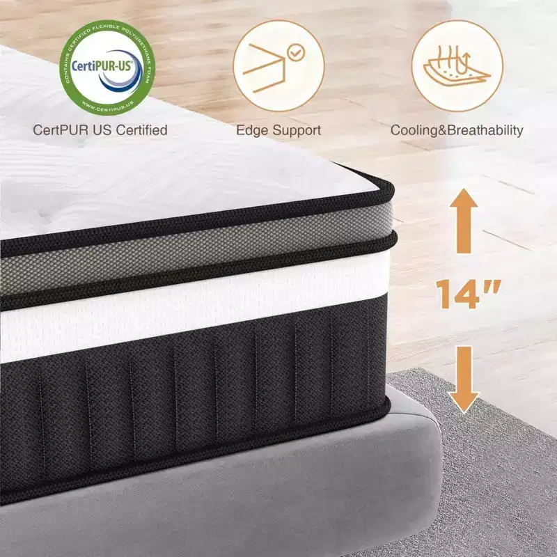 14 Inch King Size Hybrid Mattress in a Box