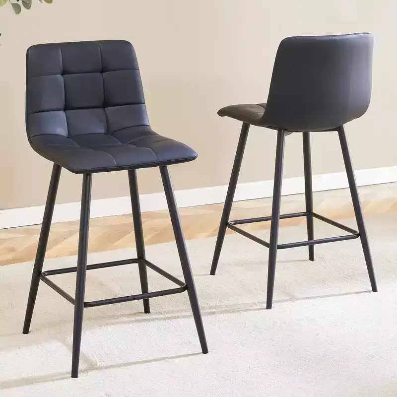 ModernLuxe Set of 2 Bar Stool Counter Stool Bar Chairs Dining Chair Pub Stool, Brown/Black/White