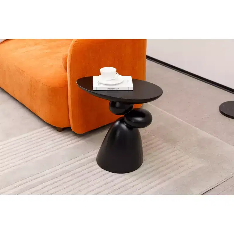 Elegant Decorative End Table, Fiberglass Side Table with Pedestal, Decor Couch Table for Living Room, Bedroom, Guestroom