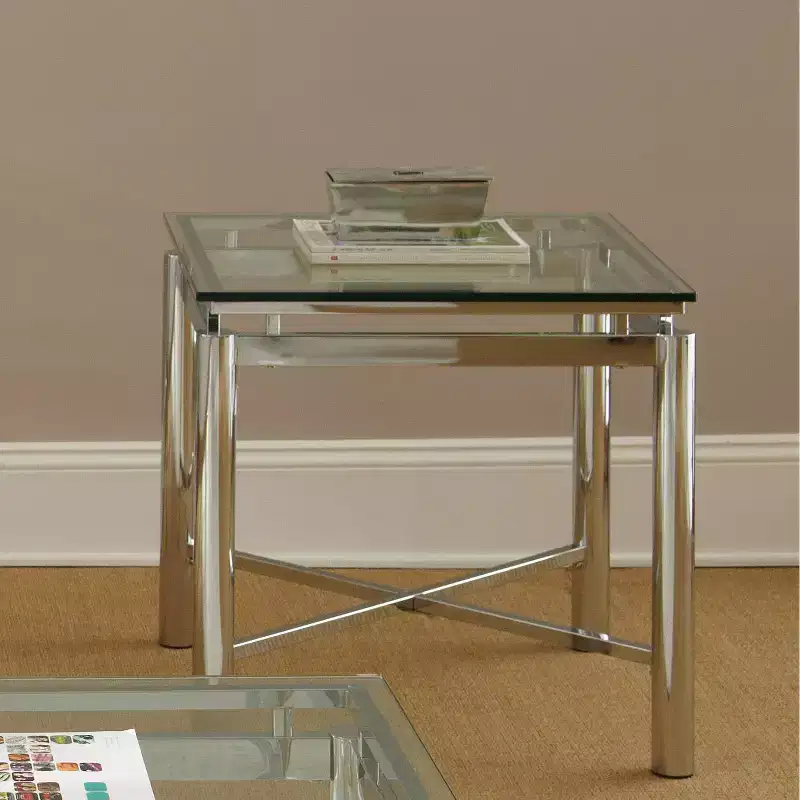 Silver & Clear Square End Table for 1