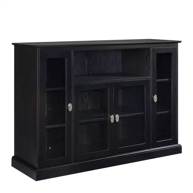 Breighton Home 60" Summit Highboy TV Stand with Storage Cabinets and Shelves Black