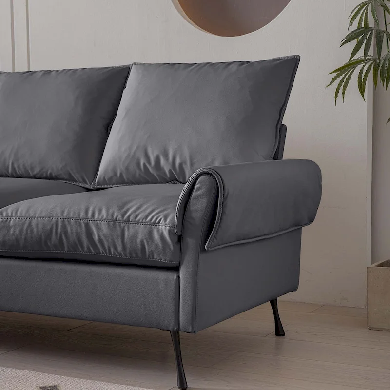 104.5Modern Technical leather L-Shaped Sofa with Ottoman