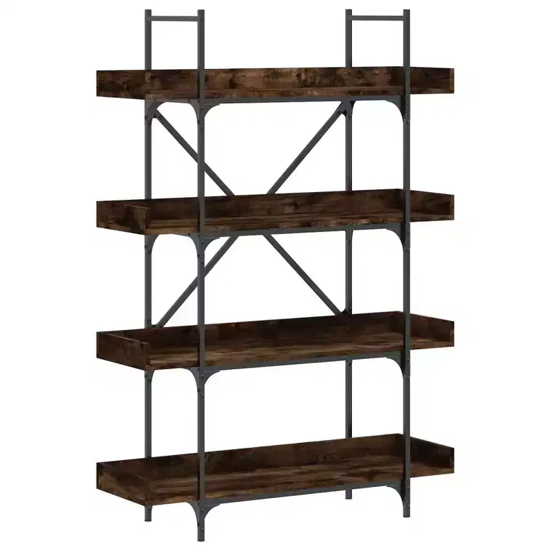 vidaXL Bookcase Brown oak Engineered wood and metal 39.4 x 13.0 x 42.7 in