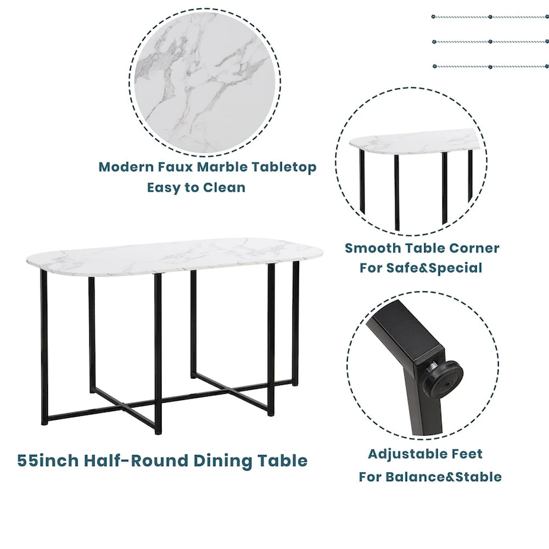 7-Piece Iron Dining Table Set with Table and Six Chairs