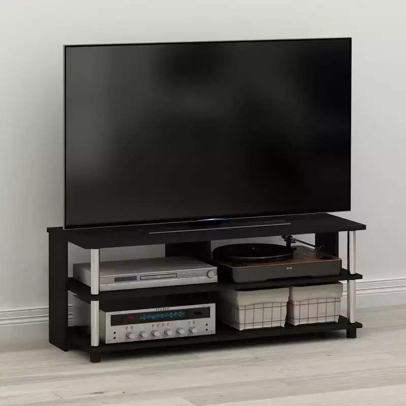 3-Tier TV Stand for TVs up to 48 TV Console Table Entertainment Center w/Open Storage Shelves,Americano