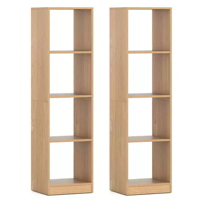 2PCS 5-Tier Corner Bookshelf, Storage Display Organizer with 4 Cubes