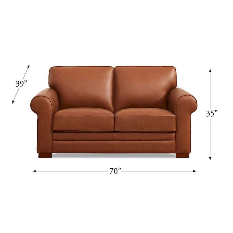 Hydeline Brookfield Top Grain Leather Sofa Set, Sofa and Loveseat