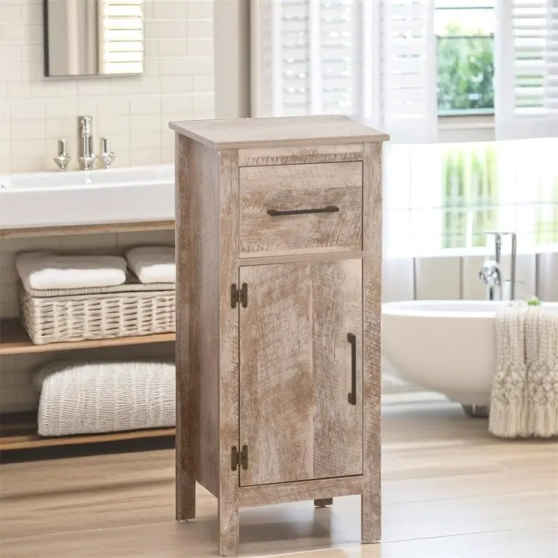 Bathroom Cabinet Storage Cupboard with Drawer and Adjustable Shelf - N/A