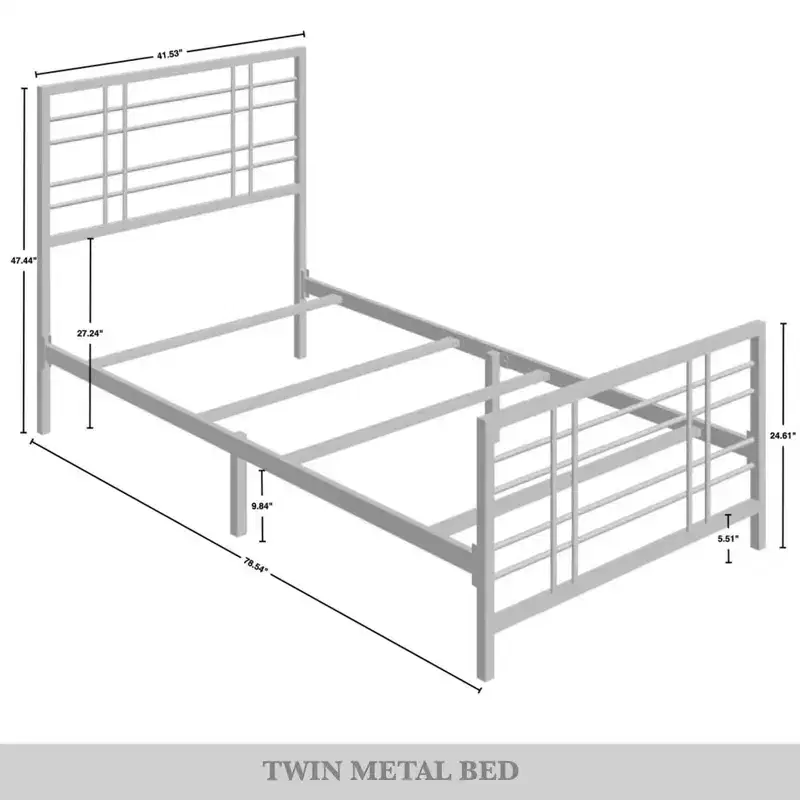 Metal Bed Frame with Headboard and Footboard