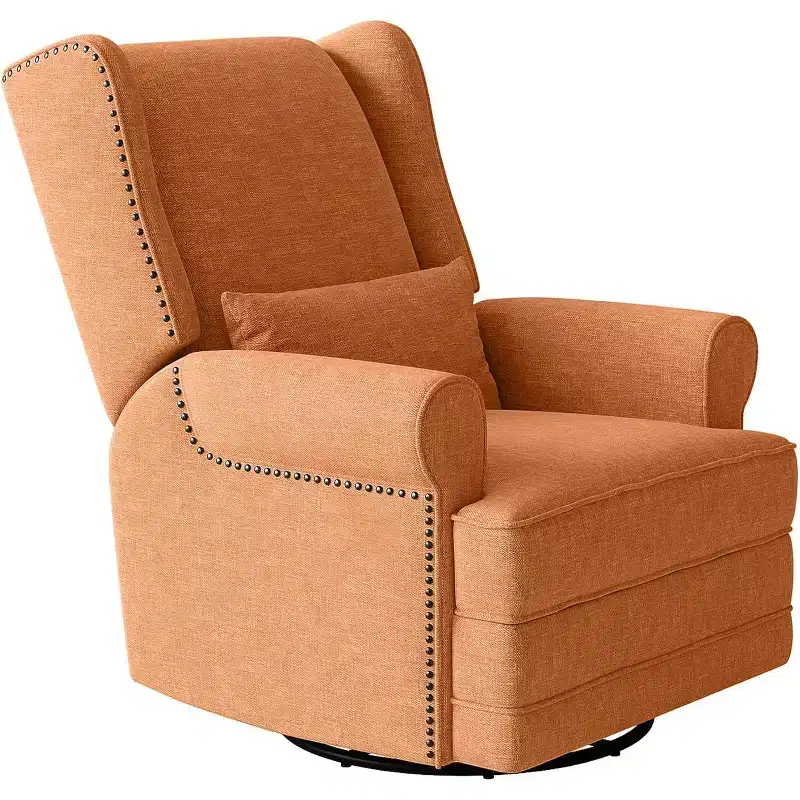 Heynemo Swivel Recliner Chair, Comfy Glider Rocking Chairs with Pillow and Footrest, Swivel Rocking Chair for Bedroom,Nursery