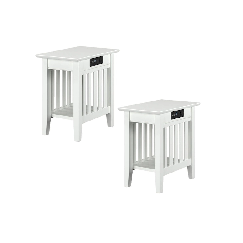 AFI Mission Chair Side Table Set of 2 with Built-in Charger